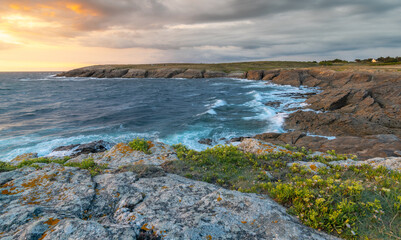 sunset over cliffs