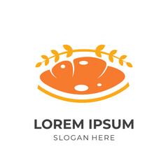 bread logo template with flat orange and yellow color style