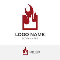 flame logo concept with flat red color style