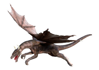 Fototapeta premium 3D Rendering Fairy Tale Dragon on White