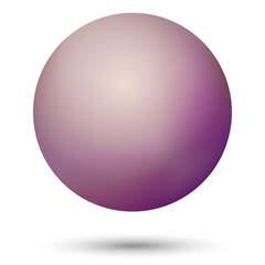 Glass purple ball or precious pearl. Glossy realistic ball, 3D abstract vector illustration highlighted on a white background. Big metal bubble with shadow