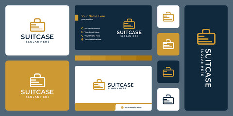 suitcase logo and stairs logo. business card design