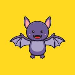 Cute bat mascot character cartoon icon illustration