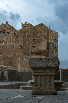 The Dar al-Hajar ( Stone House - stone palace ) in Wadi Dhar . Sana&lsquo;a, Yemen