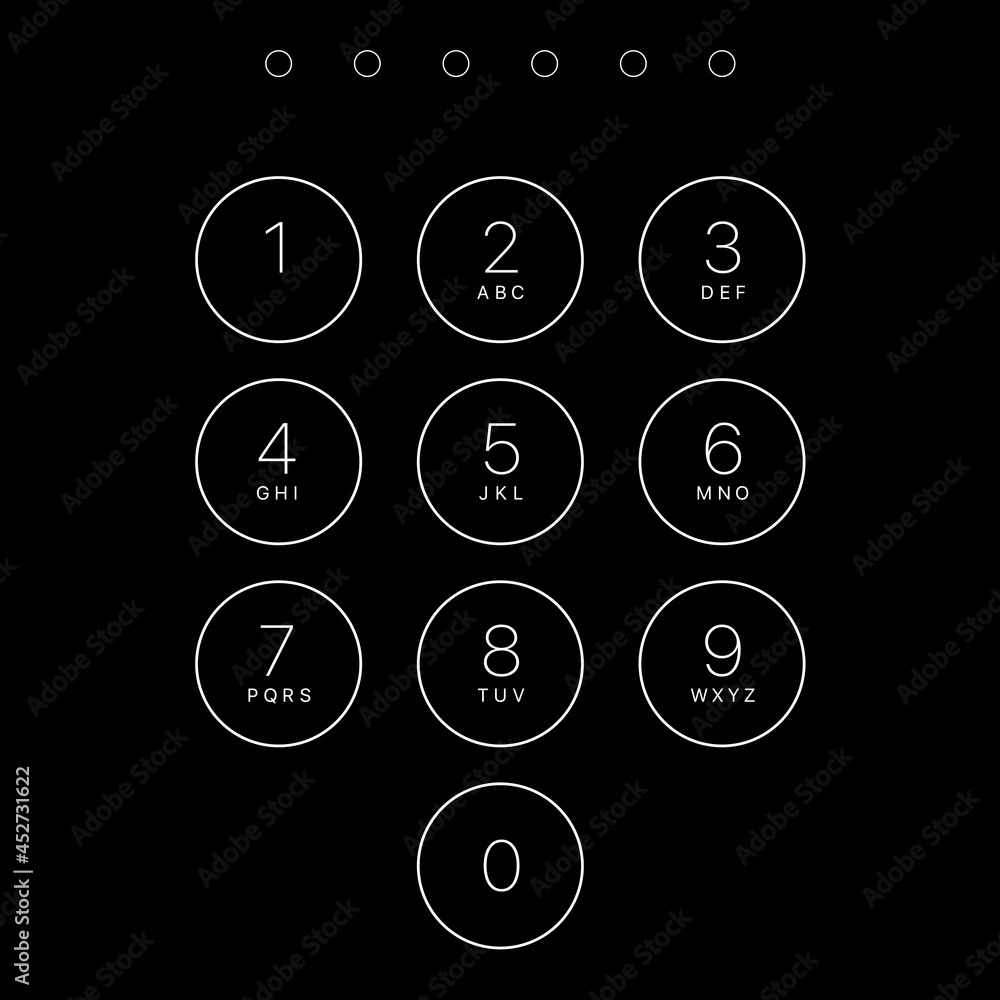 Fototapete numeric keypad icon. numpad, numbers, unlock, pin code, activate, security code.
