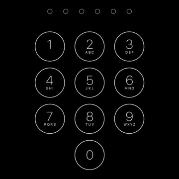 iPhone, Ipad Numeric keypad, numpad, numbers, unlock, pin code, activate, security code vector design