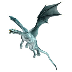 3D Rendering Fairy Tale Dragon on White