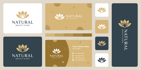 Fototapeta na wymiar Luxury logo design concept, Flower lotus logo, Beauty or spa logo template.