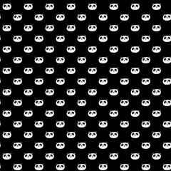 Seamless pattern with cute panda on black background. Funny asian animals. Card, postcards for kids. Flat vector illustration for fabric, textile, wallpaper, poster, gift wrapping paper