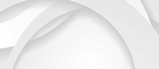 Abstract geometric background with grey paper circles. Corporate technology minimal vector banner design