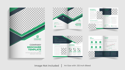 Corporate modern bi fold brochure template and company profile with creative shapes annual report design ,Multipurpose editable template
