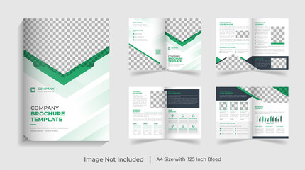 Corporate modern bi fold brochure template and company profile with creative shapes annual report design ,Multipurpose editable template
