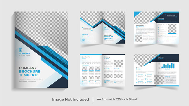 Corporate modern bi fold brochure template and company profile with creative shapes annual report design ,Multipurpose editable template
