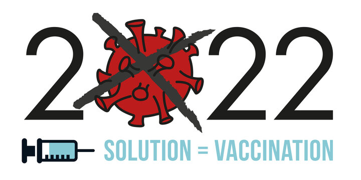Carte de vœux sur le thème de la lutte contre l’épidémie de COVID-19, avec l’espoir de l’arrivée d’un vaccin pour 2022.