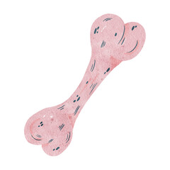 Hand Drawn watercolor pink bone on a white background isolated