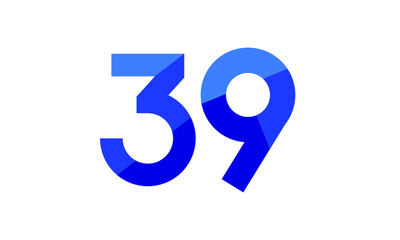 39 Number Modern Flat Blue Logo