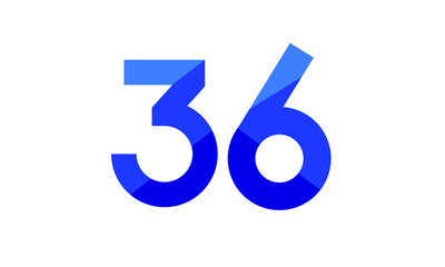 36 Number Modern Flat Blue Logo