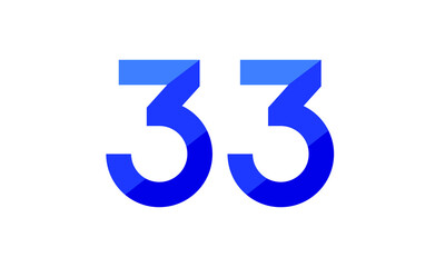 33 Number Modern Flat Blue Logo - obrazy, fototapety, plakaty