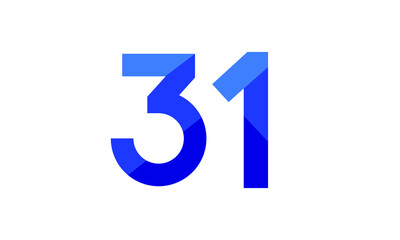 31 Number Modern Flat Blue Logo