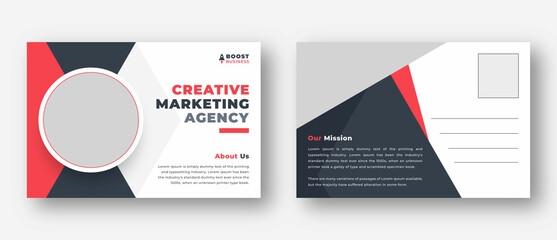 Corporate business or marketing agency postcard template
