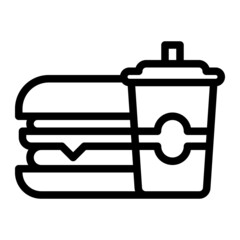 Packet Burger Icon, Outline Packet Burger Fast Food Vector Icon For Web Or App Design Isolated On White Background.
