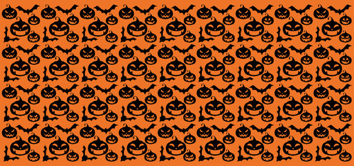 Concept of Halloween pattern with pumpkins. Vector