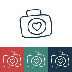 Vector linear icon camera for love photos