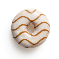 Isolated onut with white glaze on a white background