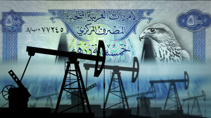 Arab Emirates Dirhams money counting oil pump