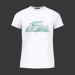 White T-shirt with corals. Vector Illustration