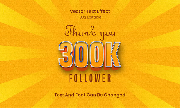 Editable 3d thank you 300k followers Gradient text style effect