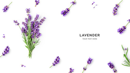 Lavender flowers creative layout.