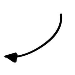 black curved arrow. doodle vector element. handdraw illustration
