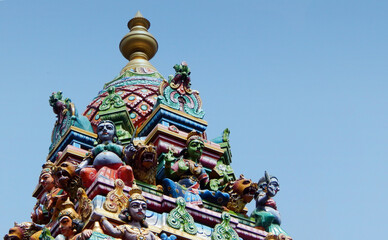 view of Indian Hindu Temple tower or Gopuram