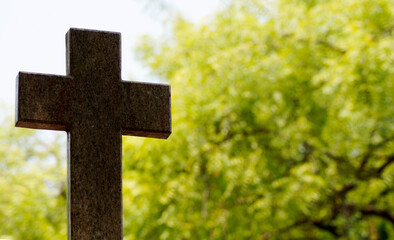 view of tomb stone in a christian cemetery