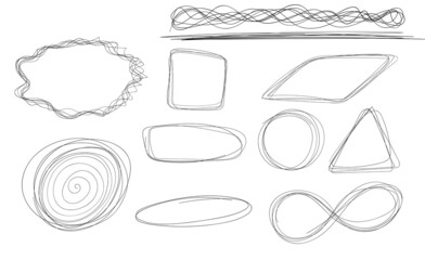 Hand drawn circle line sketch set. Vector circular scribble doodle circles for message note mark design element. set of bubbles for text doodles. hand drawing. vector illustration.