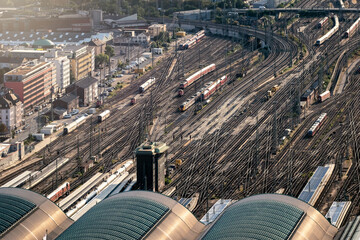 Aerial view of the Frankfurt central train station (Hauptbahnhof) at Franfurt Am Main. Germany