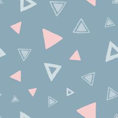 Vector Pastel Blue Pink Triangles seamless pattern background perfect for fabric, scrapbooking, wallpaper, web and graphic projects.