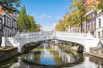 Muurstickers The Visbrug in Delft, South Holland Province, The Netherlands © Holland-PhotostockNL