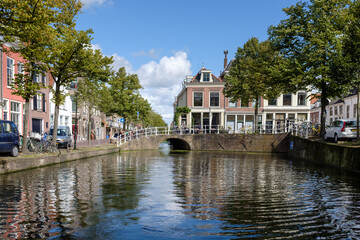 Historic architecture on the corner of Oude Delft and De Kolk in Delft Delft, Zuid-Holland Province, The Netherlands
