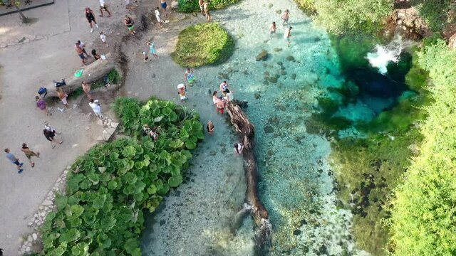 Beautiful view Blue Eye syri i kalter natural springs in Delvine Sarande Albania