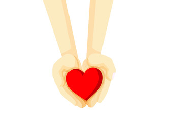 heart red in hand on white background design illustration vector