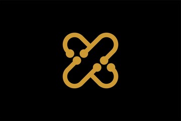 Cross X logo design vector. Letter X outline the abstract symbol. Type X and dots vector icons.