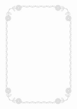 Black frame ornament on a white page. Design for text, invitations, menus, cards, posters etc. illustration.