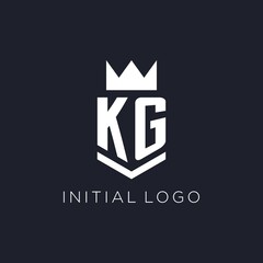 KG logo with shield and crown, initial monogram logo design