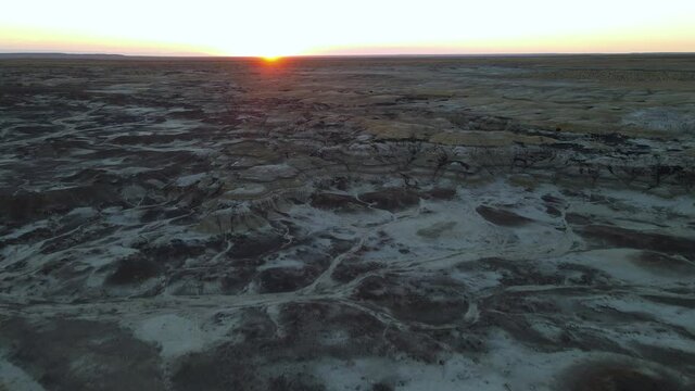 Cinematic aerial shot of King of Wings in Bisti De-Na-Zin Wilderness in New Mexico