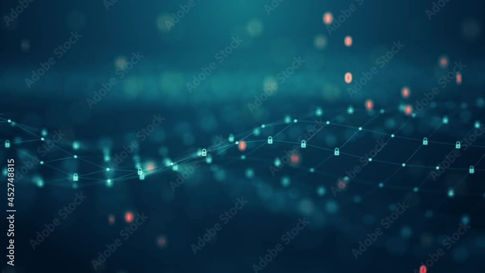 Poster Access control and cyber security concept. Secure data network technology Padlocks and locks on virtual digital screen. Data and information protection protocol. Secure connection.