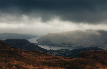 dramatic clouds over the mountains