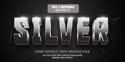 Silver text effect, editable shiny and elegant text style
