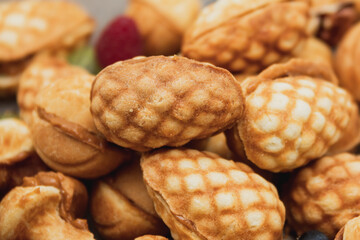 biscuits with nuts and caramel filling. Baking for tea. sweet nuts